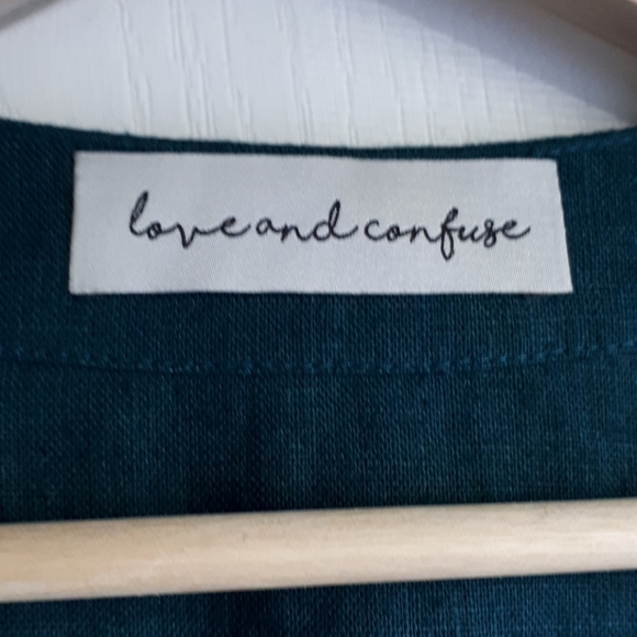 Love and confuse linen dress- EMERALD BLUE - Medium - Picture 6 of 11
